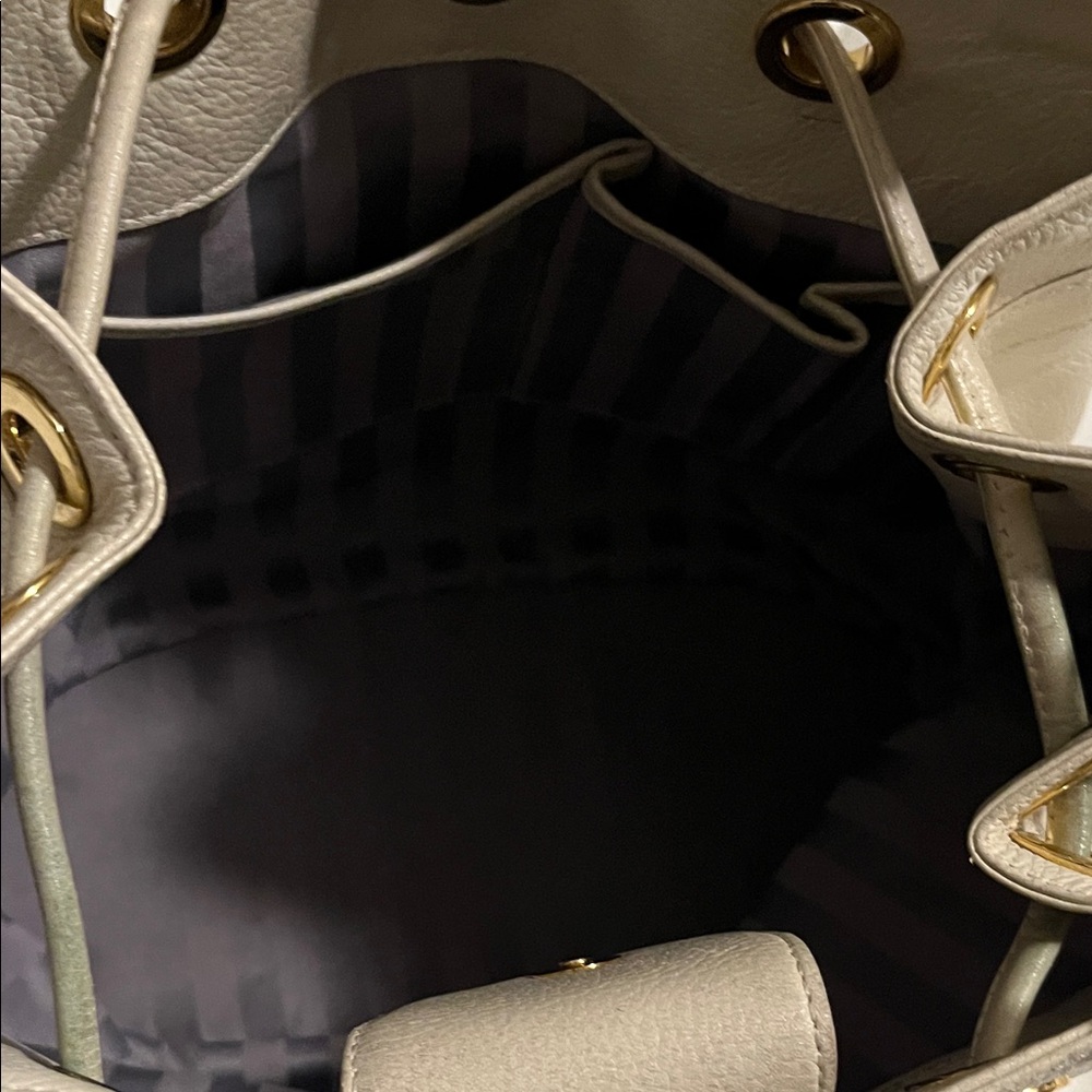 MCM Cream Leather Drawstring Tassel Shoulder Bag - Picture 13 of 14